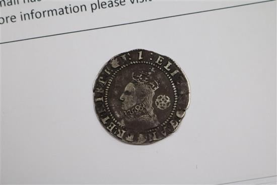 An Elizabeth I silver sixpence, seventh issue, m.m. 1, F or better